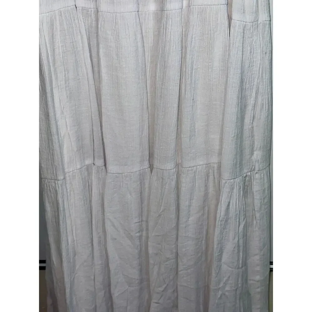 Abercrombie & Fitch White Smocked Tiered Sundress Maxi Dress Women Size L Petite